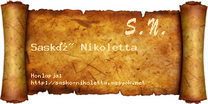 Saskó Nikoletta névjegykártya